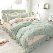 Giường bốn mảnh cotton công chúa gió giường váy cotton 1.5 1.8 m 2 m đôi quilt cover tấm ga trải giường quilt cover