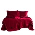 Mùa xuân và mùa hè rửa sạch lụa 4 bốn bộ băng lụa satin cưới giường đỏ quilt cover rắn màu 1.8 m giường sản phẩm