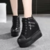 2018 mùa xuân mới Hàn Quốc cao-top giày vải nữ tăng nữ giày giày thể thao sinh viên muffin giày đế dày giày boot nữ xịn Giày cao gót