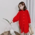 Áo sơ mi nữ gas ngoại 2019 xuân hè mới cho bé gái thời trang Hàn Quốc áo sơ mi màu rắn trẻ em áo dài - Áo sơ mi
