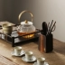 Nghi lễ trà Ebony Sáu quý ông đặt Bộ trà Kung Fu Phụ kiện Bộ tách trà bằng đồng Thìa trà Chén trà Ấm trà Teaspoon Pot Pen - Trà sứ