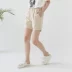 Xã hội Miki Qingfeng đơn giản hóa và thoải mái rắn màu bông và vải lanh quần short nữ đàn hồi eo 2018 mùa hè sinh viên mới