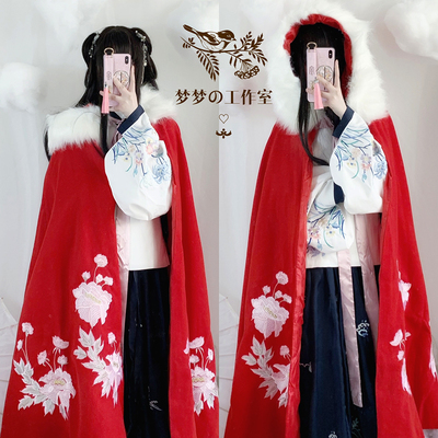 taobao agent Hanfu, warm trench coat, keep warm woolen long jacket, with embroidery