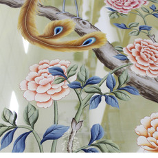 Резная перегородка 双面半透真丝花鸟牡丹凤凰图纯手绘隔断屏风画无框只绘画每平单价