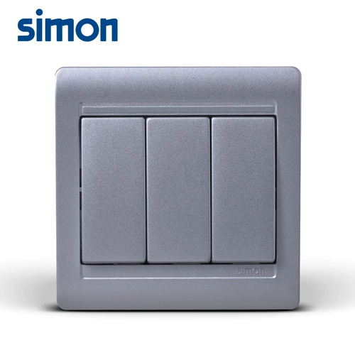 Simon Switch Socket 55 Series Series Bright Silver Tri-Opening Dual Control Switch N51032B-57