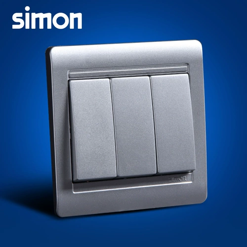 Simon Switch Socket 55 Series Series Bright Silver Tri-Opening Dual Control Switch N51032B-57
