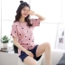 Đồ ngủ của Phụ Nữ Mùa Hè 2018 Cotton Ngắn Tay Áo Dễ Thương Hàn Quốc Casual Áo Khoác Ngoài Cotton Mỏng Nhà Dịch Vụ Set
