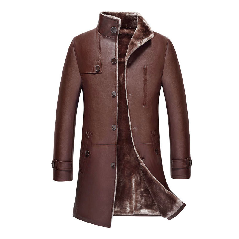 Mens Stand collar Mid Long Trench Coat Wool Blend Single
