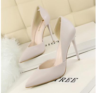 Grey & Leatherbigtree white high-heeled shoes female spring 2019 new pattern genuine leather Women's Shoes Versatile girl Fine heel Sharp point Single shoes