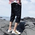 Cắt quần nam Hàn Quốc phiên bản của xu hướng tự trồng lỏng giản dị 7 điểm ống túm của nam giới junior học sinh trung học quần quần short mùa hè quần jean ngố nam cao cấp 3/4 Jeans