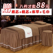 Vẻ đẹp trải giường bốn bộ tùy chỉnh cao cấp dày cơ thể massage trải giường bốn bộ lõi gối lõi khăn
