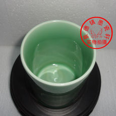 Чайная чашка 景德镇文革厂货瓷器 原建国瓷厂产 单色釉 绿豆青釉笔筒