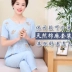 Mùa hè mẹ cotton và linen đồ ngủ phụ nữ mùa hè ngắn tay trung niên đồ ngủ cotton lụa bà tải linen dịch vụ nhà phù hợp với