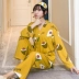 Đồ ngủ kimono Nhật Bản phụ nữ mùa xuân và mùa thu dài tay cotton hai mảnh tươi sinh viên phong cách Hàn Quốc mỏng bơ dịch vụ tại nhà - Cha mẹ và con
