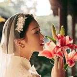 Кружевное ципао из жемчуга, белая фата невесты, свадебное платье, аксессуар для волос, вуаль, в цветочек