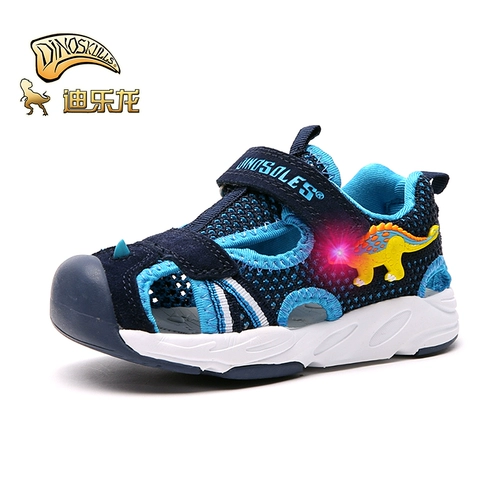 Динозавр, сандалии подходит для мужчин и женщин для девочек для раннего возраста, нескользящая обувь для младенца, 3 лет, мигающий свет, мягкая подошва