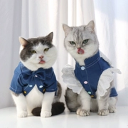 Quần áo chó mèo denim mùa xuân và mùa hè mỏng Bomei hơn gấu chó công chúa trang phục chống lông tóc thú cưng - Quần áo & phụ kiện thú cưng