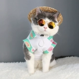 Фермеры и кошка соломенная шляпа домашние животные, кошачьи продукты весна и лето, маленькие и средние щенки для солнца шляпа плюшевые ювелирные изделия