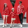 19 mùa thu và mùa đông nụ cười hoa văn mới phiên bản Hàn Quốc của bộ gia đình vui nhộn gia đình tải áo len mẹ và phụ nữ - Trang phục dành cho cha mẹ và con đồng phục gia đình đi biển