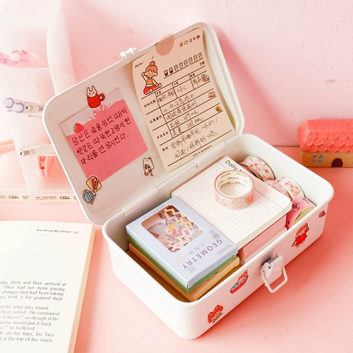 Брендовая настольная жестяная коробка, канцтовары, коробка для хранения, печать, лента, ящик для хранения, Южная Корея