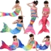 Trẻ em của nàng tiên cá áo tắm cô gái nàng tiên cá đuôi cô gái mermaid costume swimwear ba mảnh phù hợp với mắt cá chân