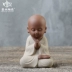 Trà gốm thú cưng nhỏ dễ thương Phật Zen Trang trí trà Kung Fu bộ trà chơi tím cát màu cát nhỏ tu sĩ trà trang trí ấm chén uống trà Trà sứ
