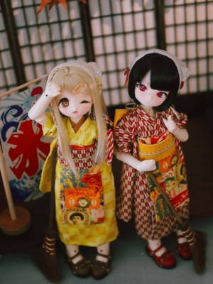 taobao agent [Complating House]*Red Leaf & Mountain Blow*BJD baby clothes kimono Knight Showa Fengfeng maid dress three points and four -point set