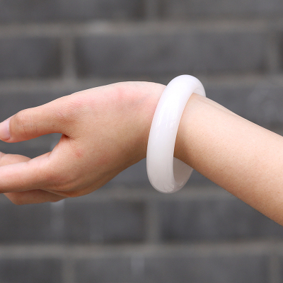 新疆和田玉白玉金丝玉羊脂少女款原玉石玉器手镯手饰手链天然正品