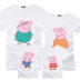 Cha mẹ và con mùa hè ăn mặc ba đầy đủ gia đình 2018 cotton cộng với phân bón XL trắng pig Pei t-shirt Trang phục dành cho cha mẹ và con