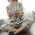 Tai nhỏ sản xuất linen vòng cổ áo thun văn học hoang dã hoang dã bất thường đàn hồi eo chín điểm áo quần phù hợp với nữ thời trang công sở nữ Bộ đồ
