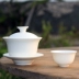 Chén trà chén chén đơn kích thước bộ trà Kung Fu gốm sứ ba bát sứ ngọc trắng tinh khiết bộ chén - Trà sứ bộ ấm trà cối xay Trà sứ