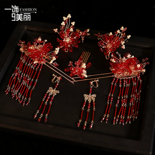 Традиционный свадебный наряд Сюхэ, аксессуар для волос для невесты, красный классический комплект, вечернее платье, коллекция 2021, китайский стиль, дракон и феникс