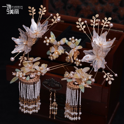 Аксессуар для волос, ювелирное украшение для невесты, китайская шпилька, классическое ханьфу с кисточками, в цветочек