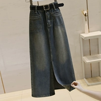 Длинная осенняя ретро джинсовая юбка, средней длины, высокая талия, свободный крой, А-силуэт