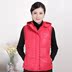 Phụ nữ trung niên mùa thu và mùa đông trùm đầu áo vest xuống áo vest cotton ấm áp vai mẹ tải áo khoác cotton dày vest các loại áo ba lỗ nam Áo vest cotton