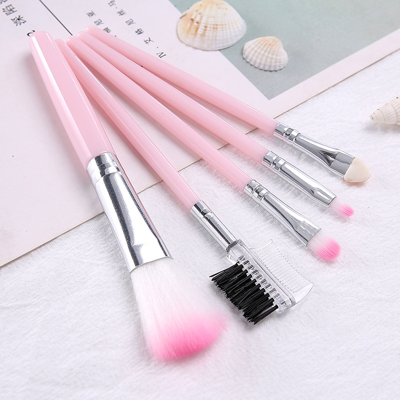 5 Pink Suitsins8 branch Cosmetic brush suit beginner Super soft major blusher brush Eye shadow brush Sleeve brush modify one's face through surgery Foundation Brush