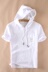 Nhật bản đội mũ trùm đầu căng ngắn tay áo len nam giới màu trắng giản dị thanh niên xu hướng phần mỏng lỏng trùm đầu áo khoác