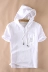 Nhật bản đội mũ trùm đầu căng ngắn tay áo len nam giới màu trắng giản dị thanh niên xu hướng phần mỏng lỏng trùm đầu áo khoác Áo len