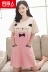 Nam cực nightdress nữ mùa hè Hàn Quốc cotton ngắn tay cô gái đồ ngủ ngọt ngào dễ thương phim hoạt hình nhà dịch vụ ăn mặc đầm nữ de thương Đêm đầm