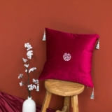 Fomoday Hi персонажи бархатная подушка вышивая кисточка Свадьба Shuangxi Plound Пара новых домов, чтобы организовать украшение свадебной комнаты