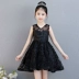 Thiếu nhi chủ nhà catwalk dạ hội váy công chúa váy đen cô gái mùa hè 2018 mới trang phục cô gái hoa đầm đẹp cho be gái 7 tuổi Váy trẻ em