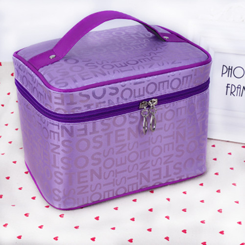 Letters Purple LargeVertical section high-capacity portable letter Cosmetic Bag turn box Foldable Cosmetic Bag Cosmetics Storage bag