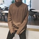 Mùa đông cao cổ áo len nam Hàn Quốc phiên bản của xu hướng của sinh viên phong cách Harajuku Nhật Bản retro bến cảng bf rắn màu loose áo len Áo len cổ tròn