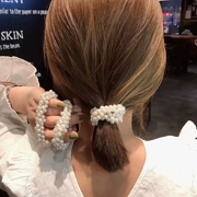 Dây tóc màu trắng ngọc trai Hàn Quốc với đầu dây thừng buộc sườn vòng đeo tay da trường hợp tóc vòng đầu vòng tóc phụ kiện tóc đỏ - Vòng đeo tay Clasp