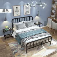 Северная кровать Железное квартира в семье двойной современный минималистский железный кровать прокат прокат блэк -металлический железный кровать
