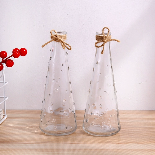 Простая европейская стеклянная гидропонная растительная ваза ваза цветочный горшок Прозрачная фея изготовленная зеленая укроп маленький свежий цветок бутылка