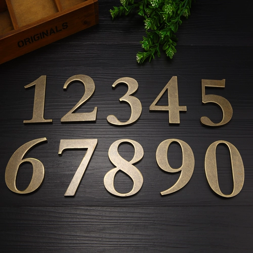 Металлическая бронзовая золотая цифра Сплошная трехмерная номер дома.