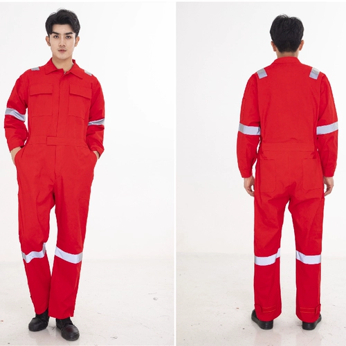 Весна и осенняя нефть все-коттона из цельной рабочей одежды мужская чистая хлопковая отражающая полоса с утолщенной анти-масштабной индивидуальной персоналом