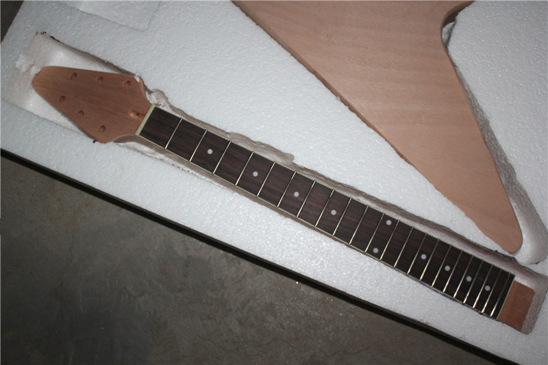 1set Unfinished Electric Guitar Kit 22 Fret Mahogany Guitar Neck Body Flying V Ebay 4886
