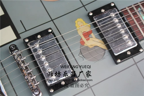 Flyounglp Standard Electric Guitar Citic Grey Body Five -Star Beauty Pattern